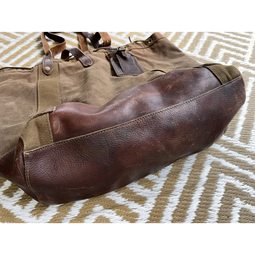 RARE 90's Polo Ralph Lauren military-style canvas leather rucksack commuter bag